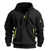 Spring and Autumn Zipper Multi Pocket Sports and Leisure Hoodies Men's Contrast Color Zipper Hooded Sweatshirts