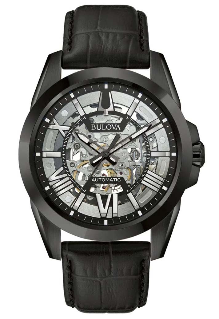 

Bulova Sutton Skeleton Automatic Black Watch, 98A304, Men s,