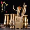 Brass Tea Ceremony Six Tools Set - Tongs Scoop Needle Brush Fork Holder Gongfu Making