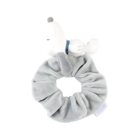 Scrunchy gray with Snoopy mascot