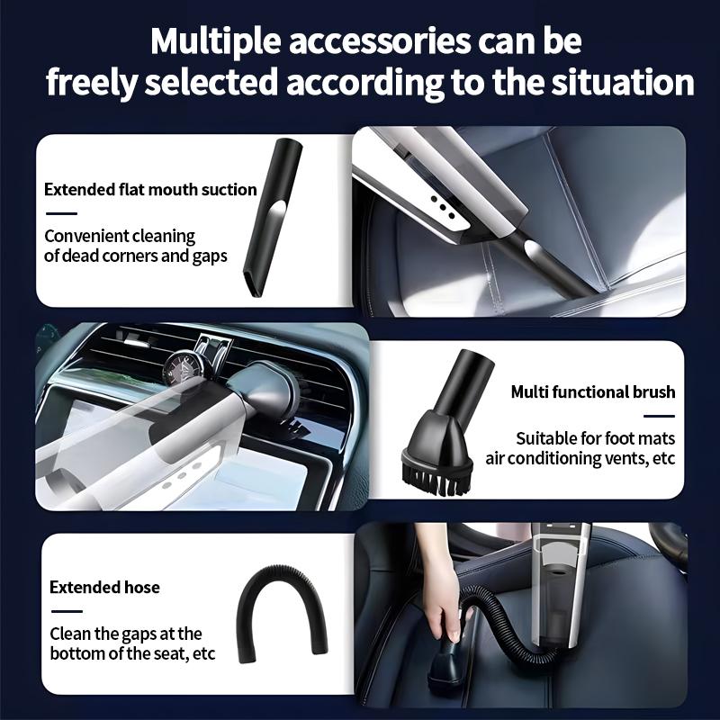 Car portable vacuum cleaner, 35000pa high suction wet and dry vacuum cleaner, one-key dust removal, air dust collector