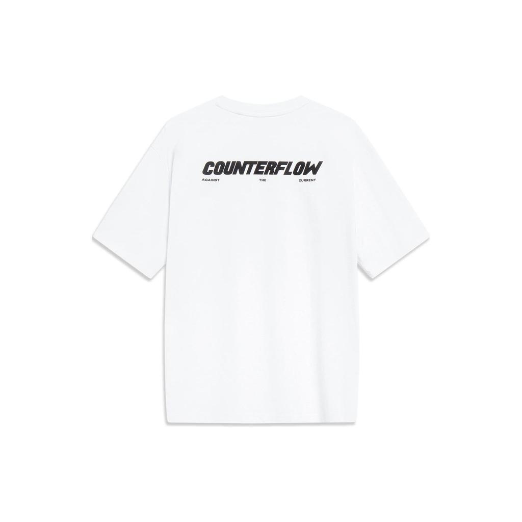 Li-Ning Trace Series Sports Fashion Solid Color Crew Neck Pullover Short Sleeve T-Shirt Unisex Tops White AHST537-1