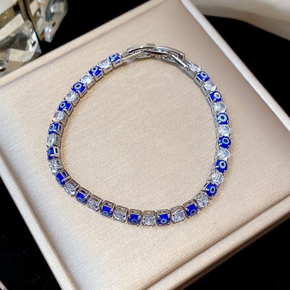 Round Devil's Eye Glaze Devil's Eye Bracelet Copper Zircon Banquet Clothes Jewelry Party Favors