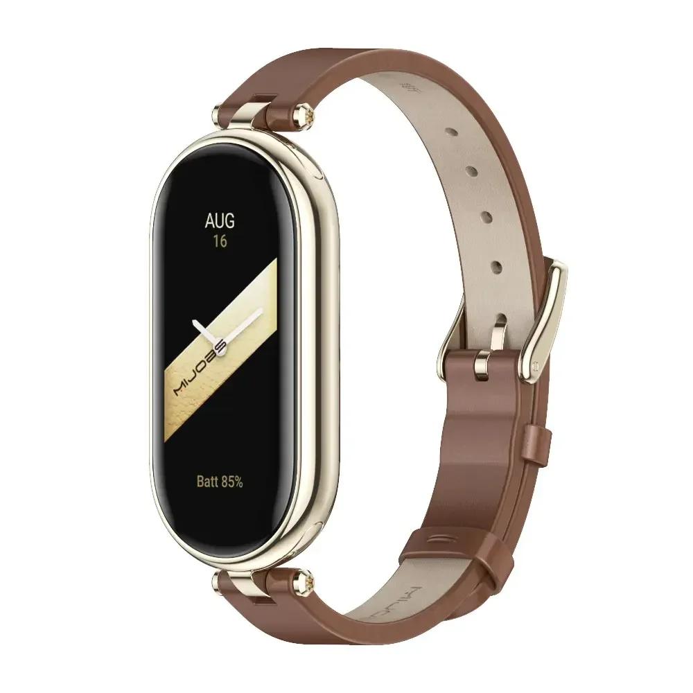 For Mi Band 8 Strap Leather Band For Xiaomi Mi Band9 Wrist Strap Correa Watch Replacement Miband8/9 NFC Sports Bracelet Pulseira