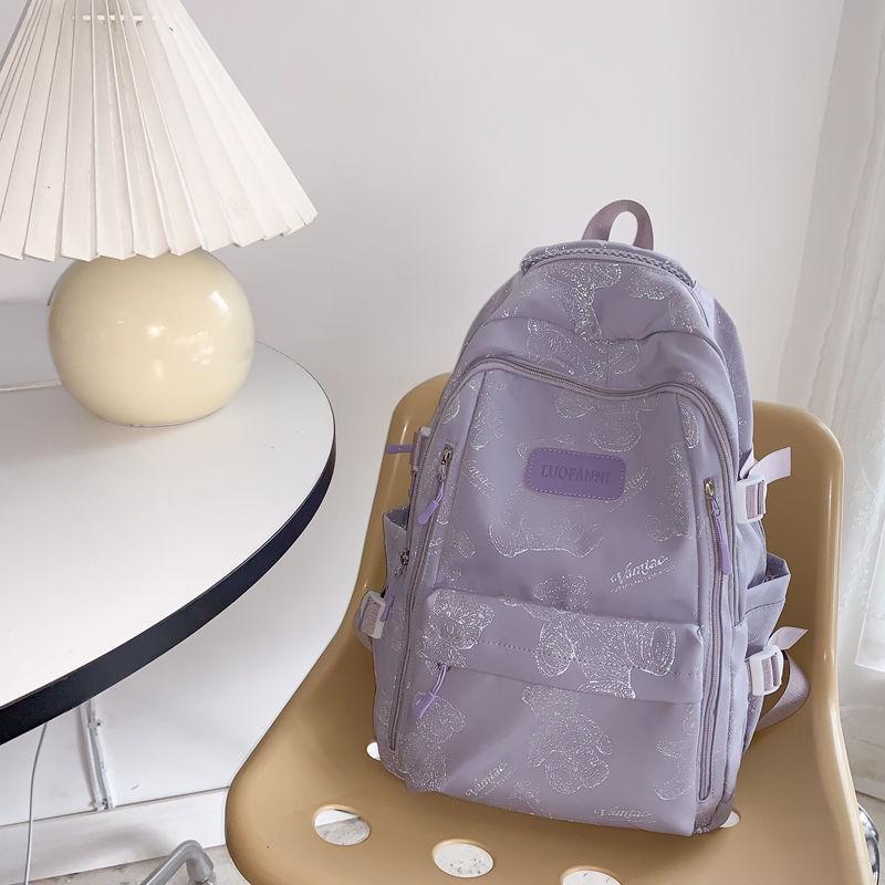 

Рюкзак в стиле колледжа с принтом медведя, устойчивый к пятнам, для девочек-подростков Backpack Only (No Accessories)