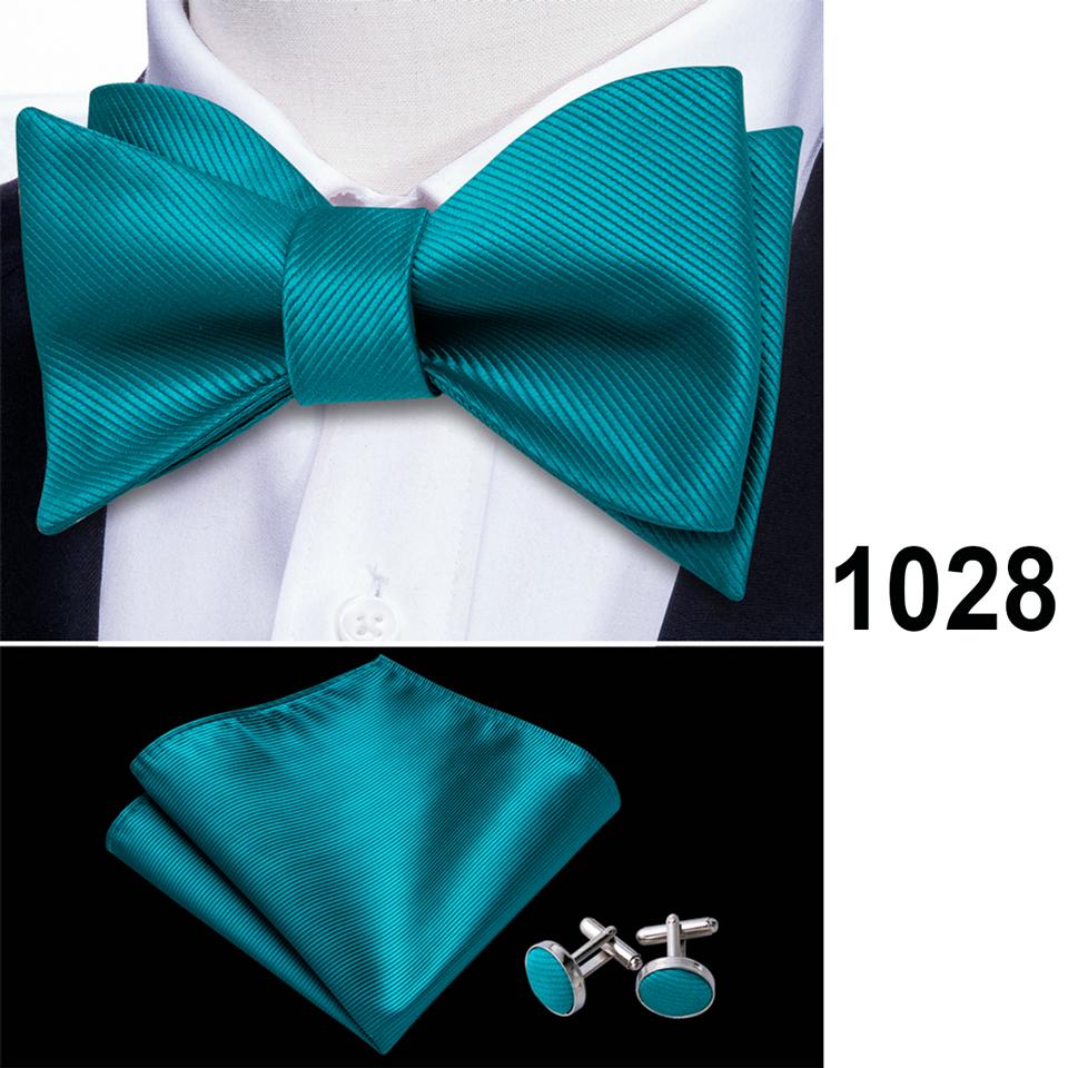 Barry.Wang Herren-Fliege, Einstecktuch, Manschettenknöpfe, Blaugrün, Schwarz, Seide, Schmetterlingskrawatte, Hochzeit, Business, Abschlussball