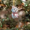 5pcs/set Cartoon Snowman Acrylic Car Pendant 2D Xmas Tree Hanging Snowman  Holiday Party