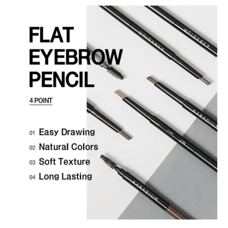 KARADIUM Flat Eyebrow Auto Pencil Black Brown No.01 0.3g x 2 (3 Colors Available)
