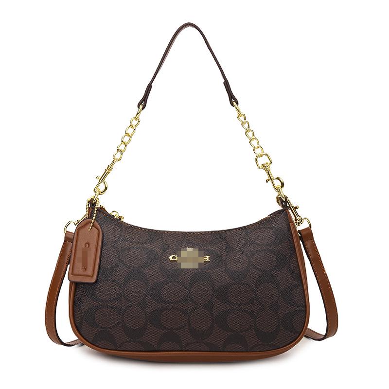 Women's Classic Versatile Crescent Crossbody Bag with Chain Print