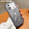 KEYSION Luxury Plating Glitter Phone Case for Xiaomi POCO M4 Pro 4G 5G Transparent Soft TPU Shockproof Back Cover for POCO M4 Pro 5G