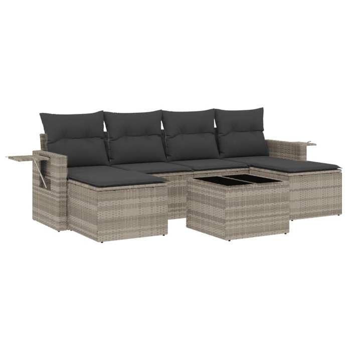 VidaXL Salon de Jardin avec Coussins 7 pcs, Canapés de Terrasse, Ensemble de Meubles de Patio, Mobilier d'Extérieur, Gris 3252869