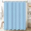 Blue White Geometric Shower Curtain For Bathroom Decoration Waterproof Polyester Fabric With Hook Rings (Size: 69X70 Inches)