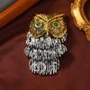 Fashion Vintage Owl Brooch Fringed Metal Men'S Animal Coat Accessories Corsage Clothing Eyebelles