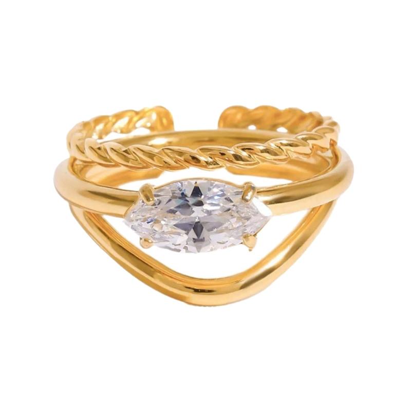 3pcs/Set Elegant 18K Gold Color Adjustable Size Threaded Ring Accessory Stylish Finger Accessories for Fashionistas