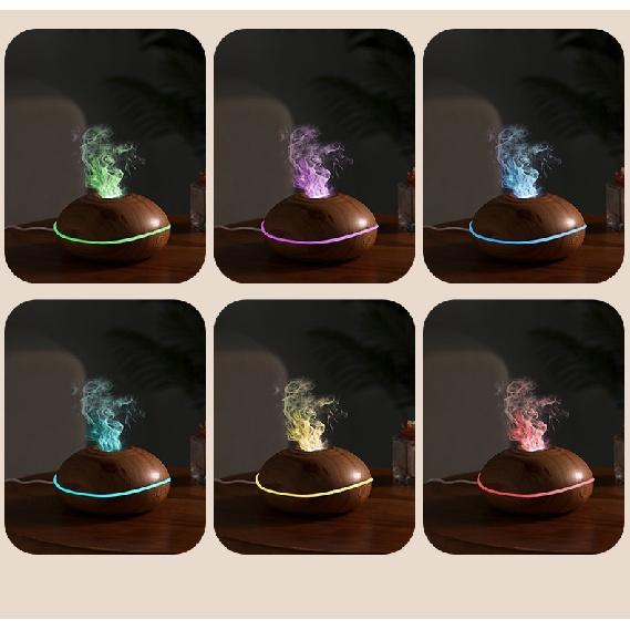 7 colores Fire Flame Wood grain aromatherapy machine humidifier Aroma Diffuser Air Ultrasonic Mist Maker Fogger Aroma Air Fresheners 2