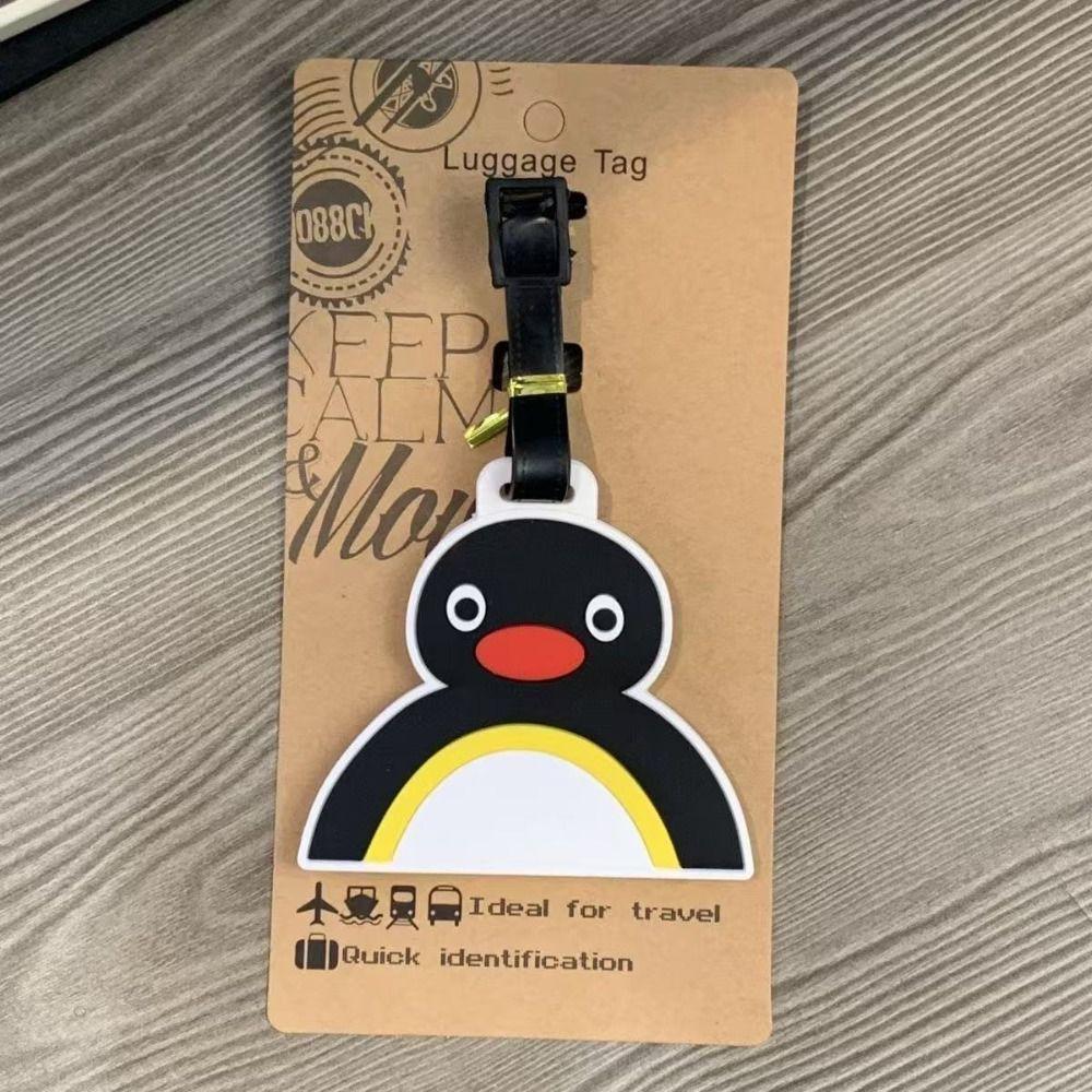 Cute Silicone Travel Luggage Tag Penguin Hippo Portable Suitcase ID Address Holder Cartoon Animal Reusable Baggage Tag