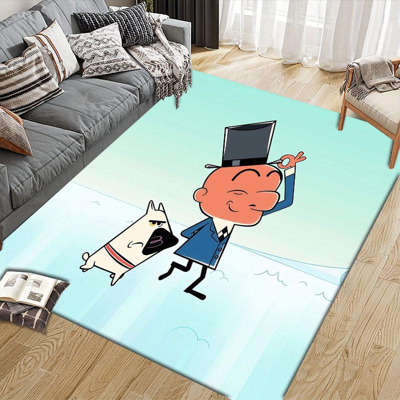 Mr. Magoo Flannel Printed Carpet, Home Sofa Decoration for Living Room & Bedroom, Non‑Slip Play Flannel Floor Mat for Game Room