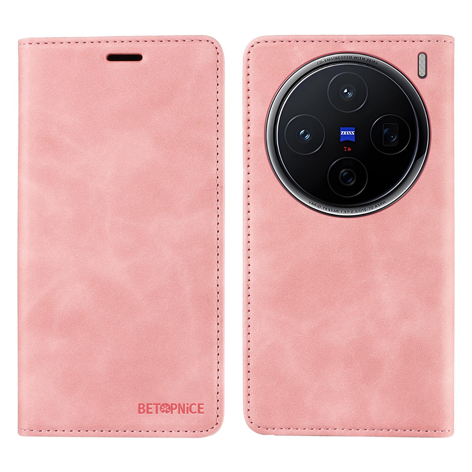 

БЕТОПНИЦЕ 003 Чехол-кошелек для vivo X200 5G Кожаный чехол для телефона с подставкой Pink