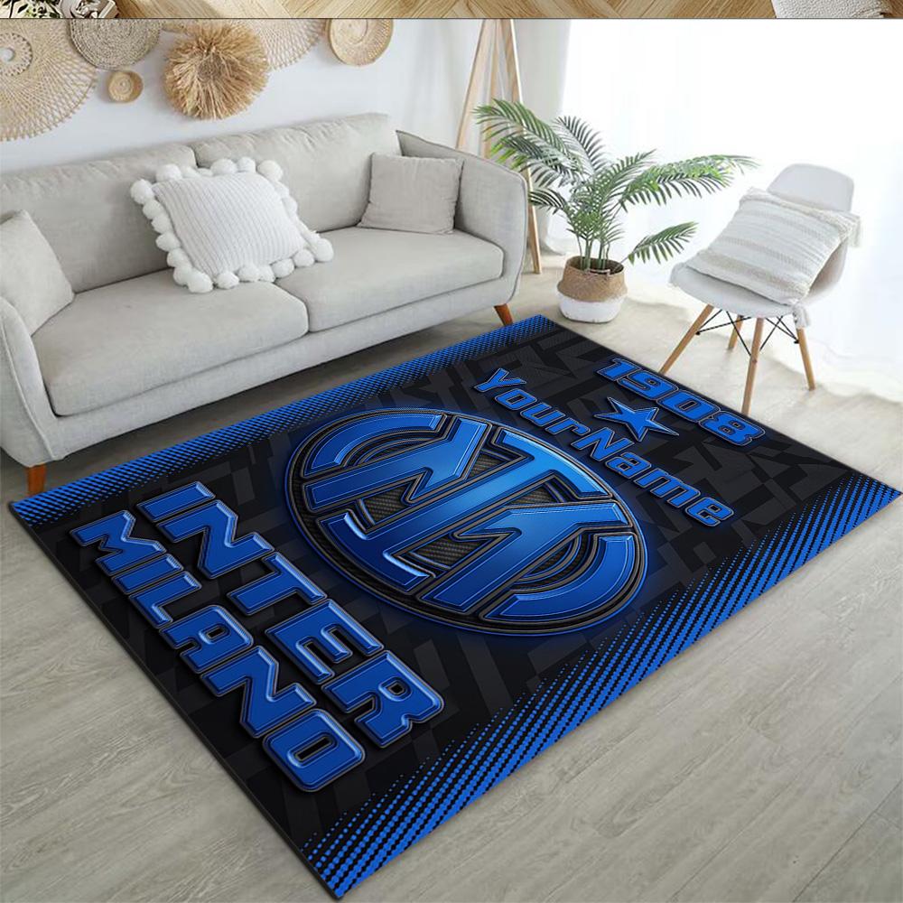 Inter Milan Customize Text Area Rug Design for Balcony Dining Room Foyer Entryway Antislip Carpet Anime Office Decor Birthday/Christmas Gift