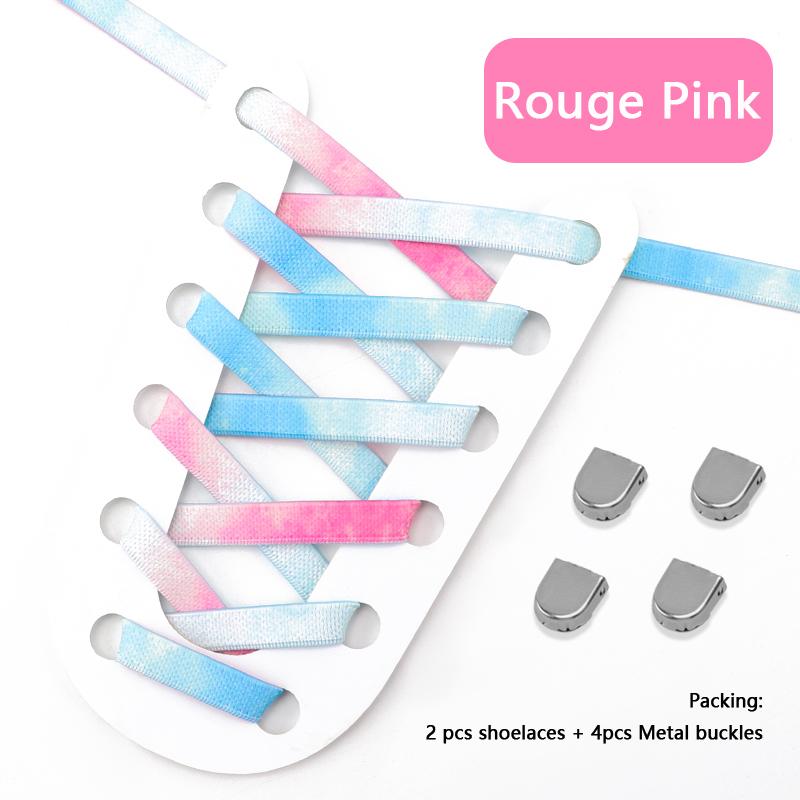 New 1Pair Colourful No Tie Shoelaces Rainbow Elastic Laces Sneakers Adults Kids 8MM Wide Flats Rubber Shoelace Shoes Accesories