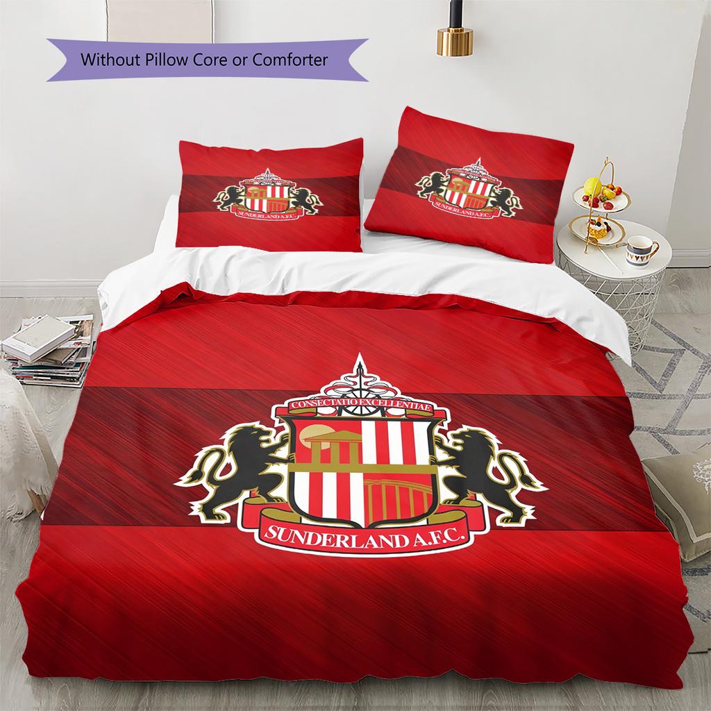Sunderland AFC Pattern Bedding Quilt Set Home Decoration Gift (1 * Duvet Cover + 2 * Pillowcase Without Core)