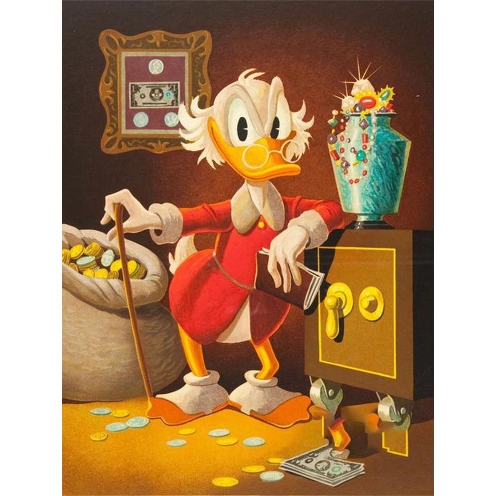 

Disney Diamond Painting Duck McMuffin Fortune Theme Classic Illustration Cartoon Diamond Painting Full Diamond Cross-Stitch DIY Gift Home Decoration Round 20x30cm