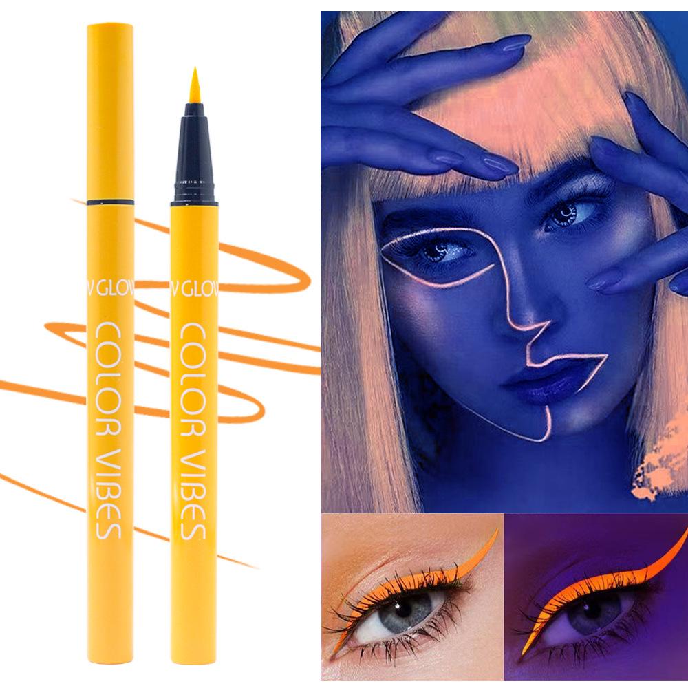 8-Piece Neon Fluorescent Eyeliner: Waterproof, Sweatproof, Quick-Dry Matte Body Paint, Glow-in-the-Dark Set.