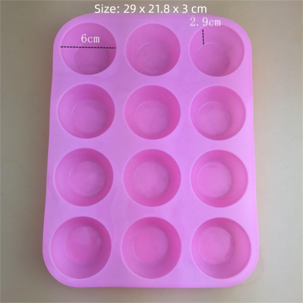 Round 12 Holes Cupcakes Mold Non Stick DIY Baking Mold Silicone Soap Chocolate Muffin Baking Pan Kitchen Tools