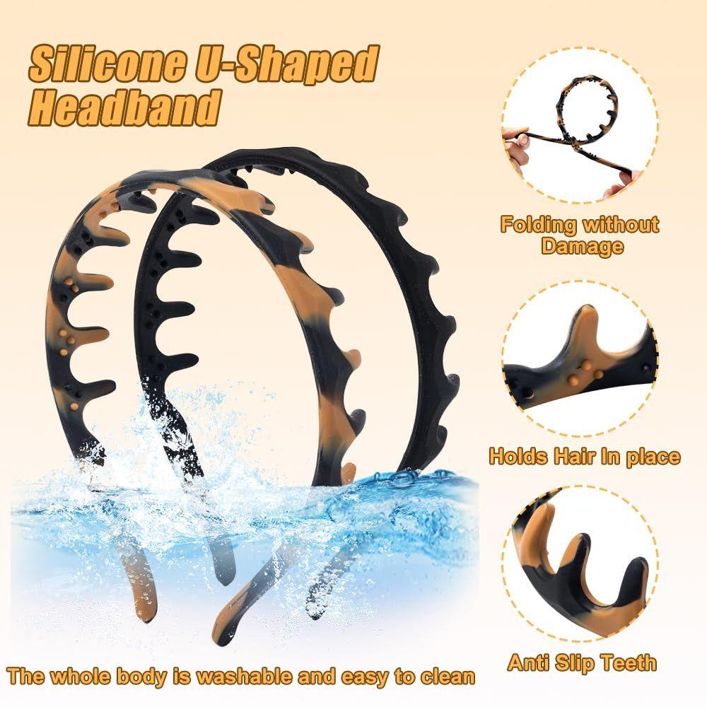 New Silicone Zig Zag Headband Soft Anti Slip Head Bands Washable Flexible U Shaped Headband Daily Wear