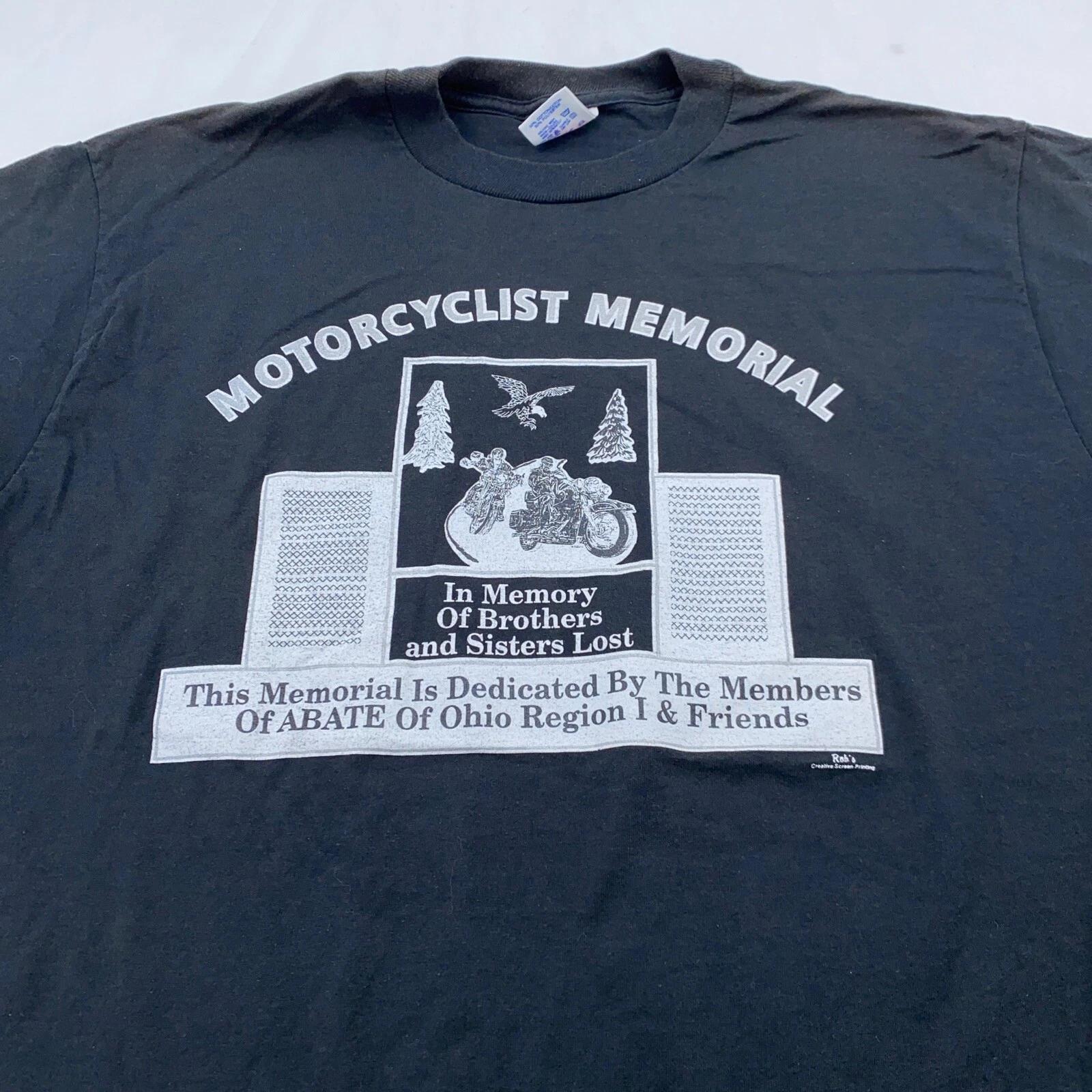 vtg 90s OHIO ABATE MOTORCYCLE MEMORIAL DAN WATERFIELD 1995 T-Shirt LARGE biker L