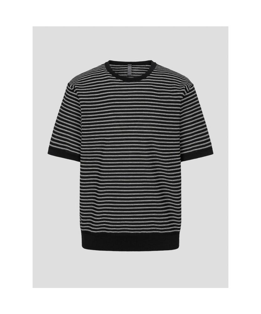 Binpolmen Gentle Tech Casual Pinstripe Round Knit Black