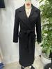 2025 Fall/Winter Women's Elegant Waist-Cinching Wool Blend Coat with Padded Shoulders