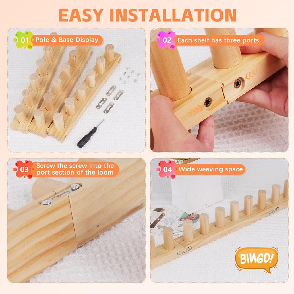 Knitting Loom Chunky Yarn Blanket Loom Adjustable Portable Weaving Loom Crochet Accessories for Chunky Blankets Hand Knitting