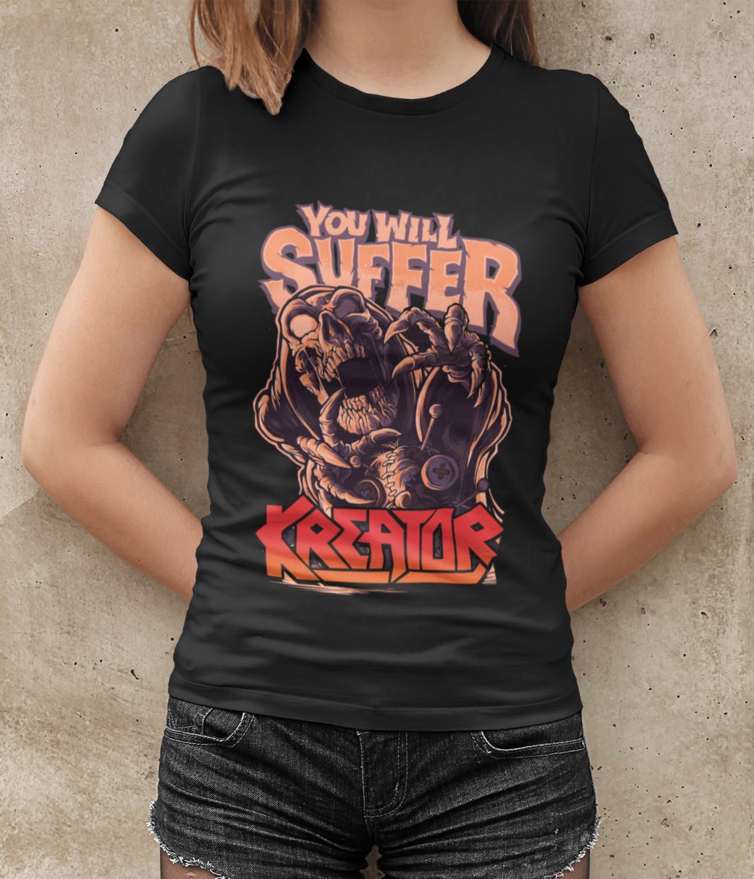 Kreator You Will Suffer Rock Band Concert Fan Womens Fitted Shirt Cotton L
