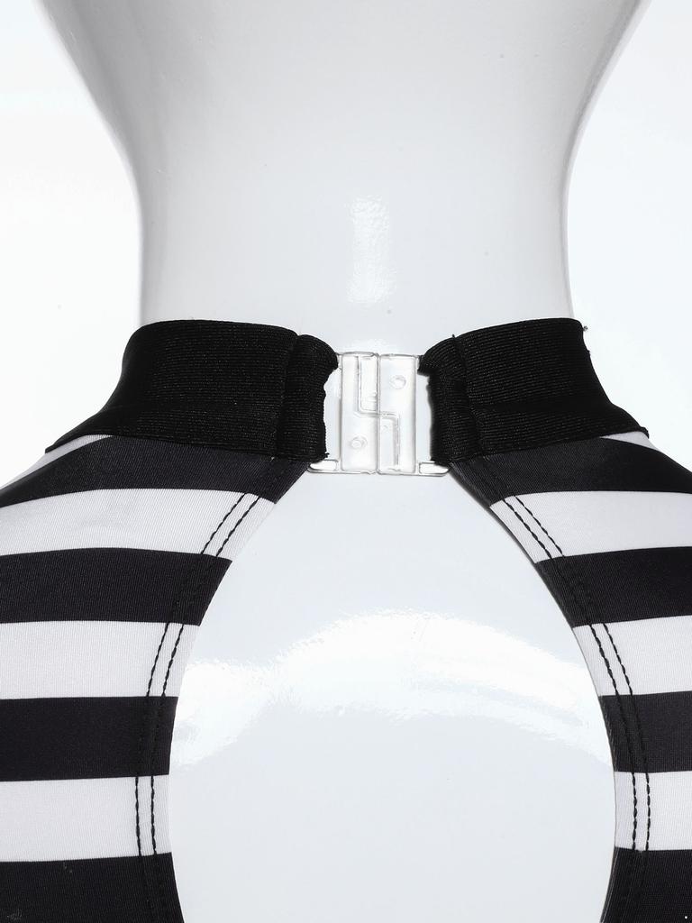 Meisjes Gevangene Kostuum Set Lange Mouw Gestreept Jumpsuit Kruis Drukknopen Bijpassende Tailleband en Gevangene Pet Rollenspel Outfit
