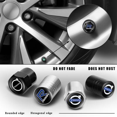 4pcs Car Styling Wheel Valve Caps Tire Stem Dust Cover for Rdesign Polestar AWD V50 S60 XC60 S40 XC40 XC90 V60 S80 S90 V90