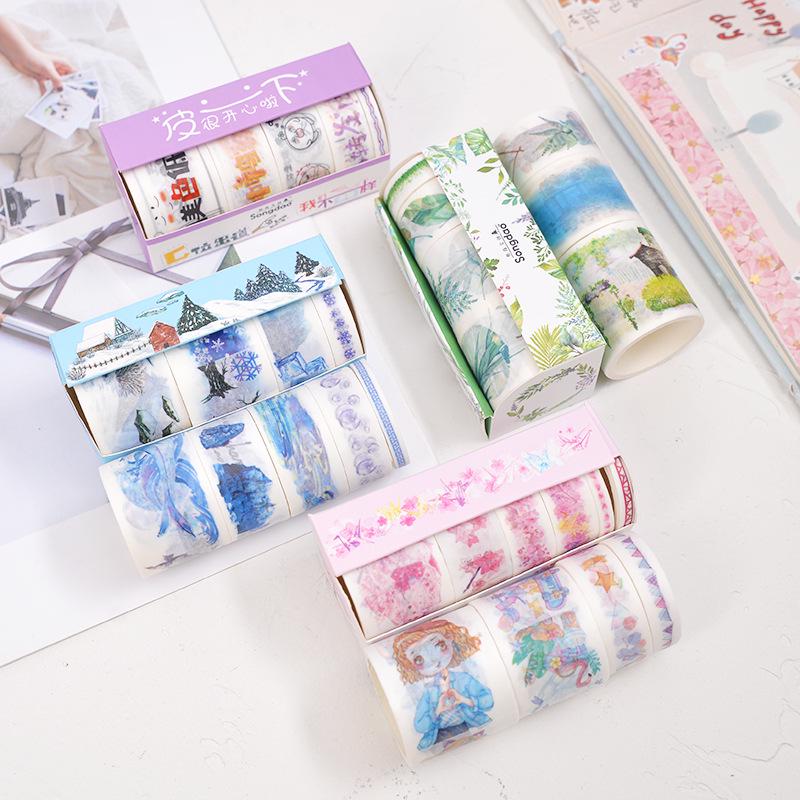 Beautiful Flower Anime Washi Tape Set 9cm Diy Decoration Scrapbooking Planner Masking Adhesive Tape Label Sticker Stationery