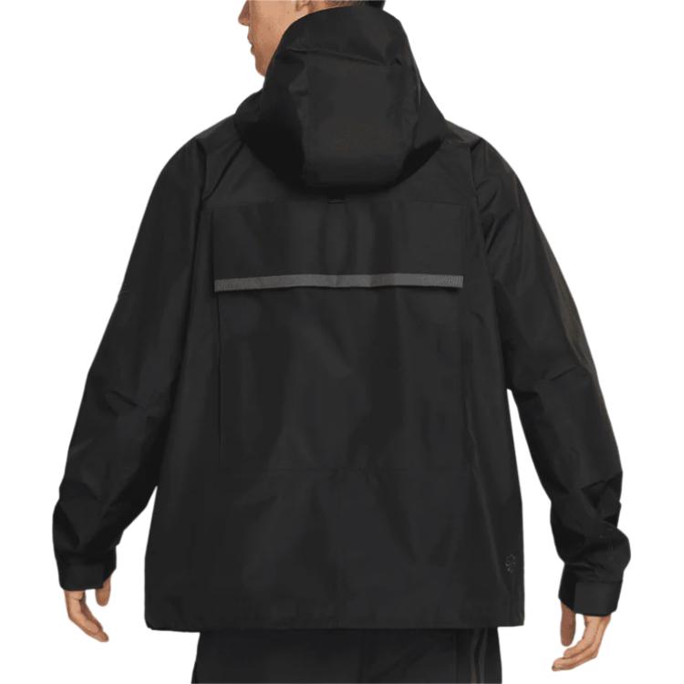 Nike Logo Embroidered Solid Color Hooded Zip Jacket Men Jackets Black DQ4272-010