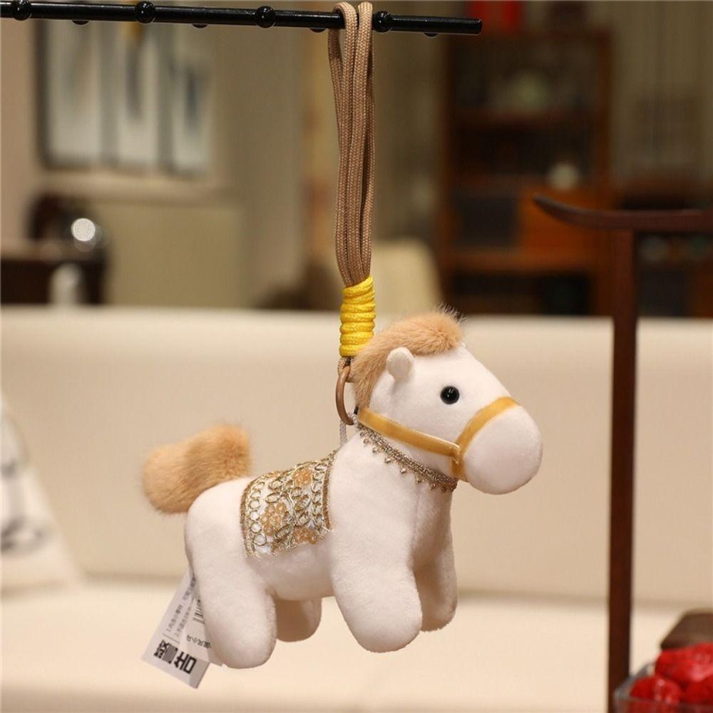 Creative Plush Pony Keychain Mascot Doll New Year Horse Hanging Funny Pony Key Ring Bag Key Decor