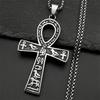 HNSP Pendentif Croix Ankh Égyptienne en Acier Inoxydable Collier Chaîne Vintage Gothique Accessoire