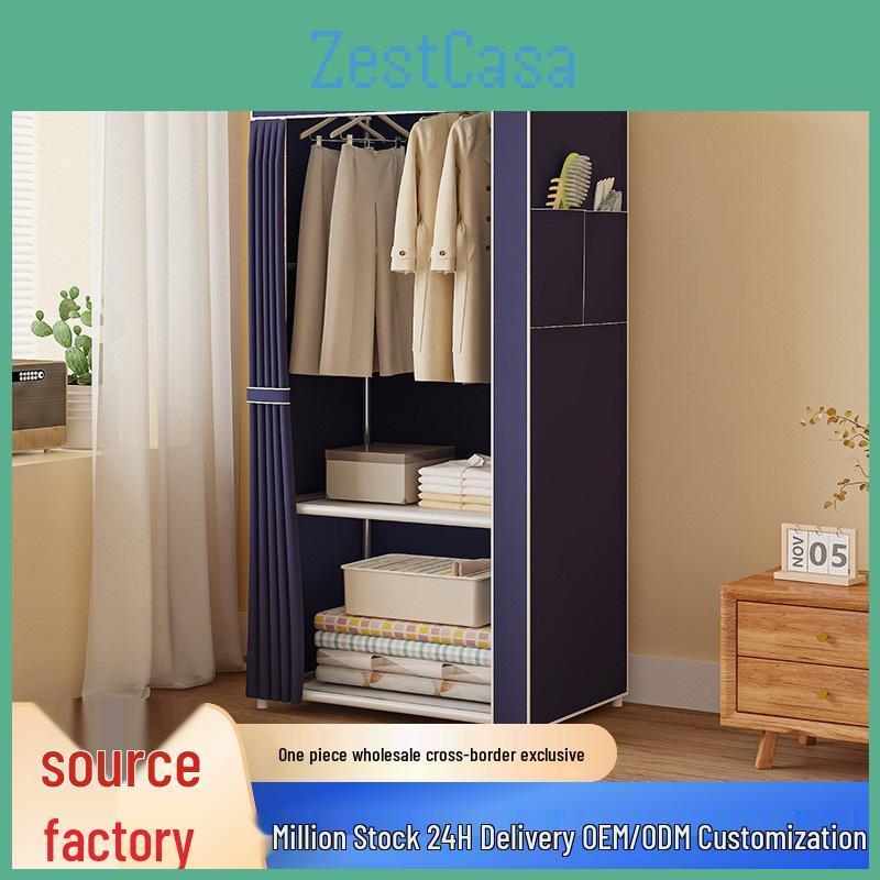 Coat Wardrobe Metal Multilayer Rack With Hangers Storage Shelves For Dorms And Rentals
