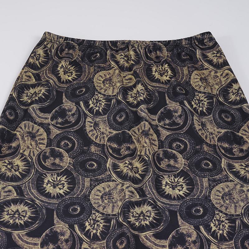 Vintage Europäischer & Amerikanischer Kreisdruck Retro Schlankmachender Rock