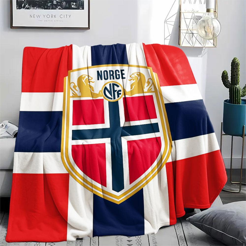 Norway national football logo Printed Flannel Blanket, soft throw for bedroom sofa, washable,soccer fan merchandise, great gift. 80cm x 120cm