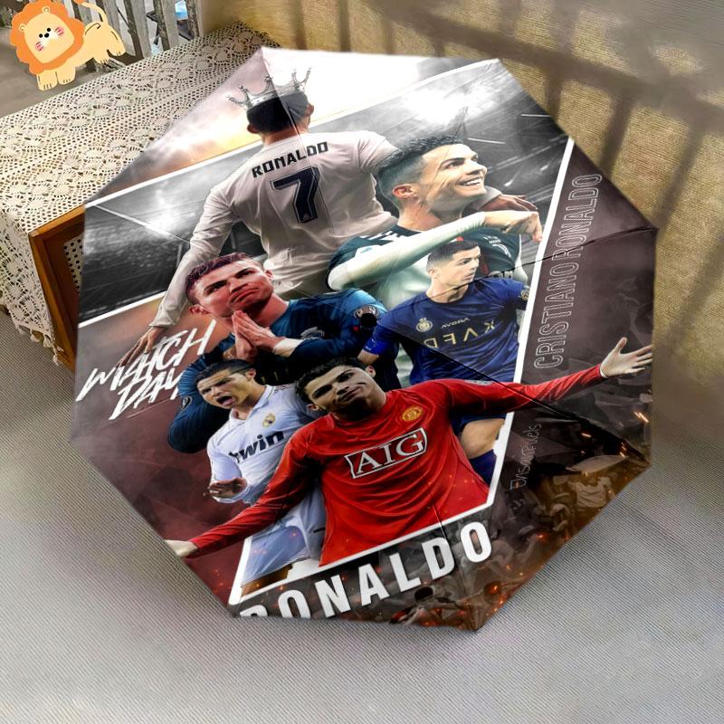 1 PC Automatic Folding Umbrella - CR7 Cristiano Ronaldo Pattern, Portable & Foldable Design with 8 Ribs, Christmas Birthday Gifts