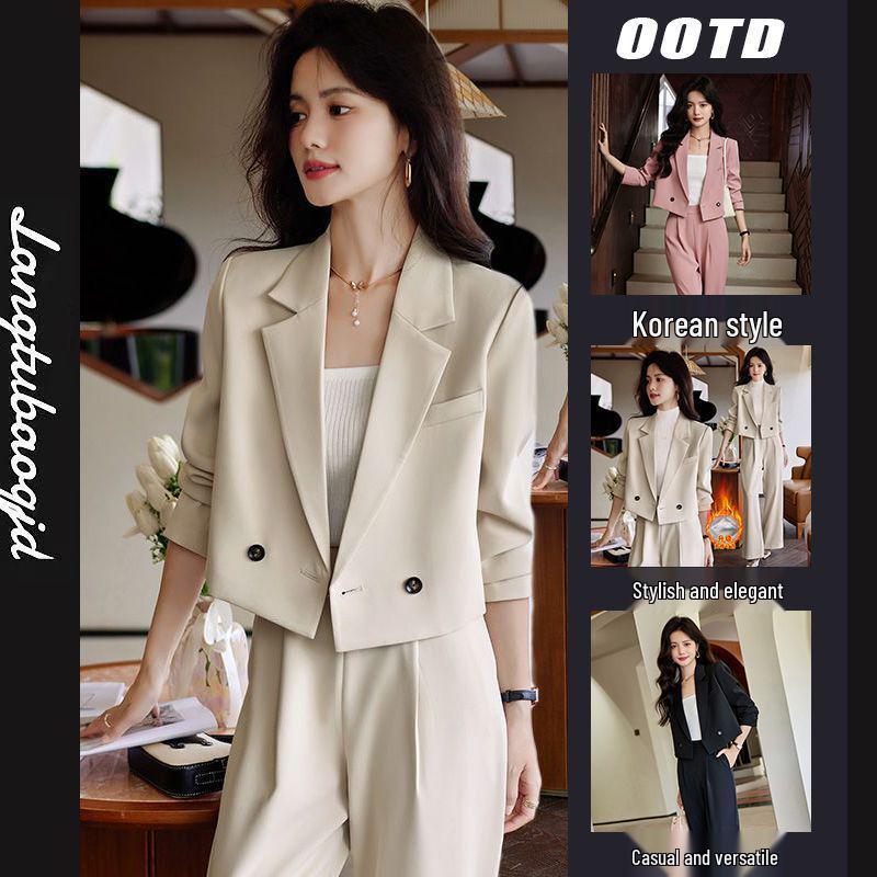 Women's 2026 Spring Short Suit Jacket: High-End, Casual, Petite Professional Wear Set