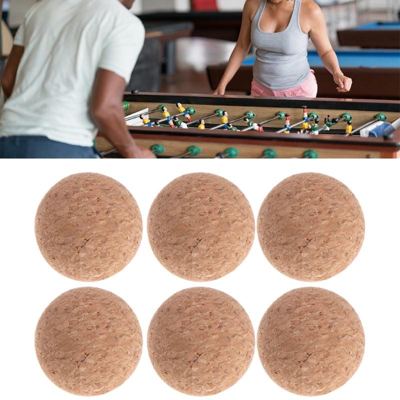 6pcs 36mm Table Football Cork Solid Wood Foosball Table Soccer Ball Fussball Football Machine Replacement Accessories
