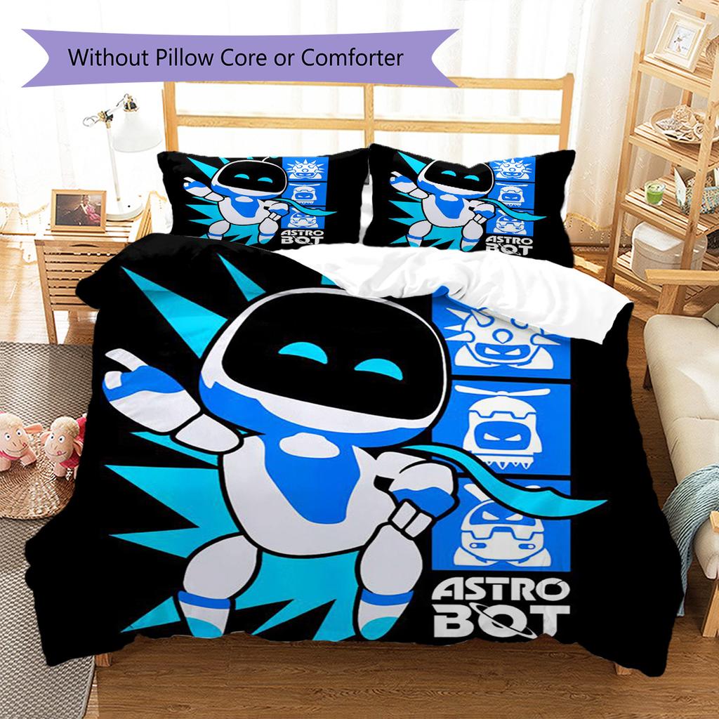 ASTRO BOT Pattern Bedding,Quilt Set Quilt Cover Pillowcase Home Birthday Gift (1 * Duvet Cover + 2 * Pillowcase, Without Core)