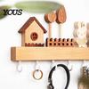 Modern Wood Wall Hanger Wooden Key Holder with 6 Hooks, Decorative Entryway Organizer Pet Leash for Rack, Easy Mount Installation Home Office