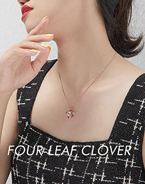 Rockyu Women's Necklace - Popular Brand - Pink Gold, Zirconia, Large Diamond, Windmill, Planet Pendant - Beautiful Sterling Silver 925 Necklace - New