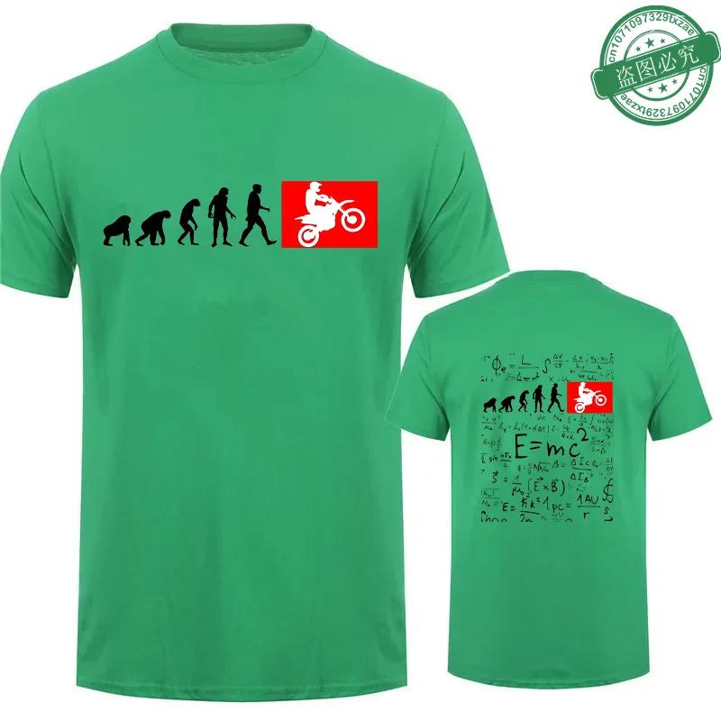 Vintage T-shirt for Men Human Evolution Motocross Design Tees Autocycle Motorbike Speedometer Double-sided Print Game Black Tops